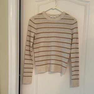 Vince Beige and Brown Striped Sweater